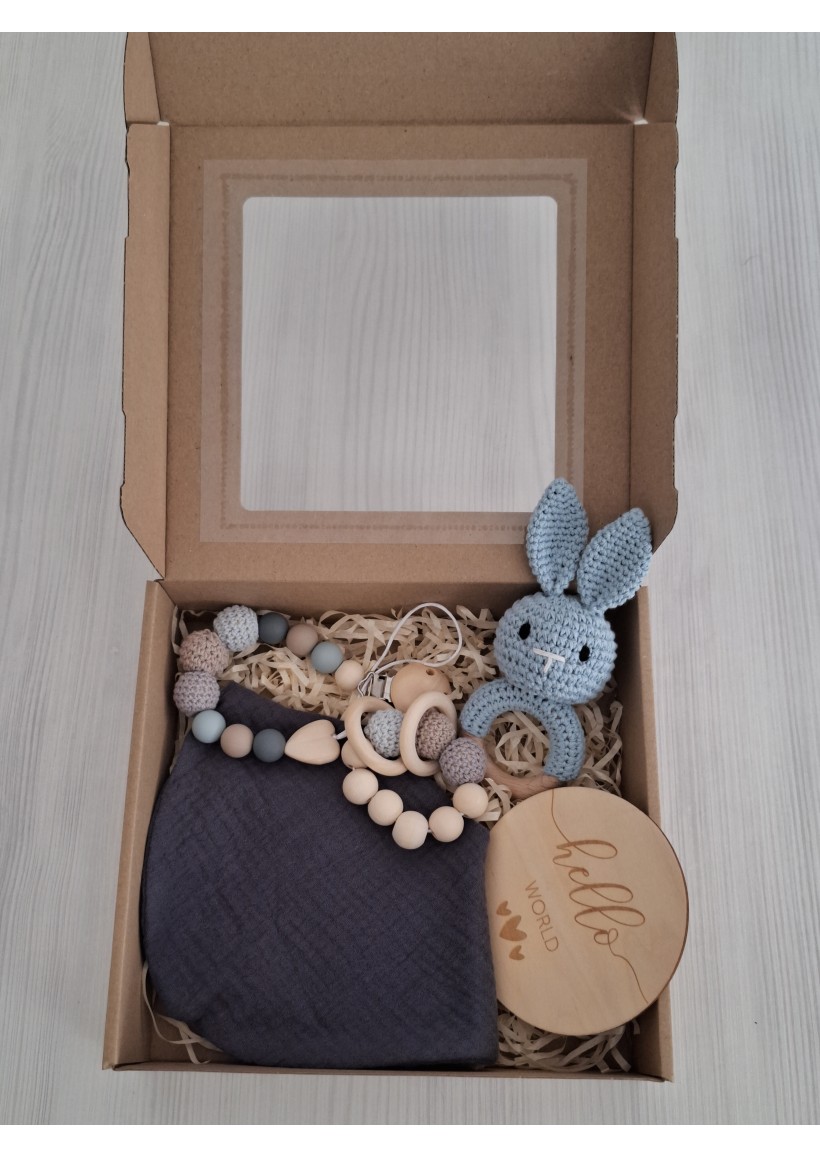 Dárkový box se slintáčkem tm. modrý Dárkový box se slintáčkem tm. modrý