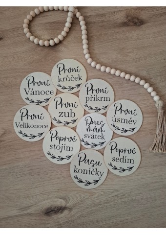 Milníkové kartičky dřevěné - miminka poprvé