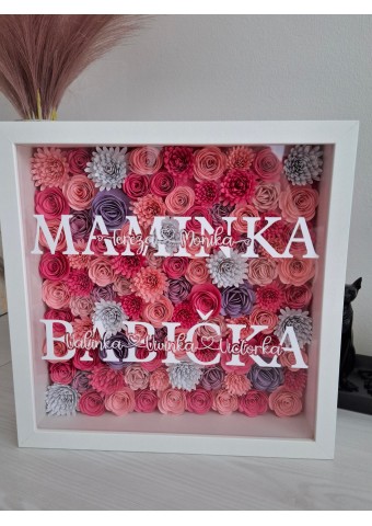 Květinový obraz plný květin - Shadow box