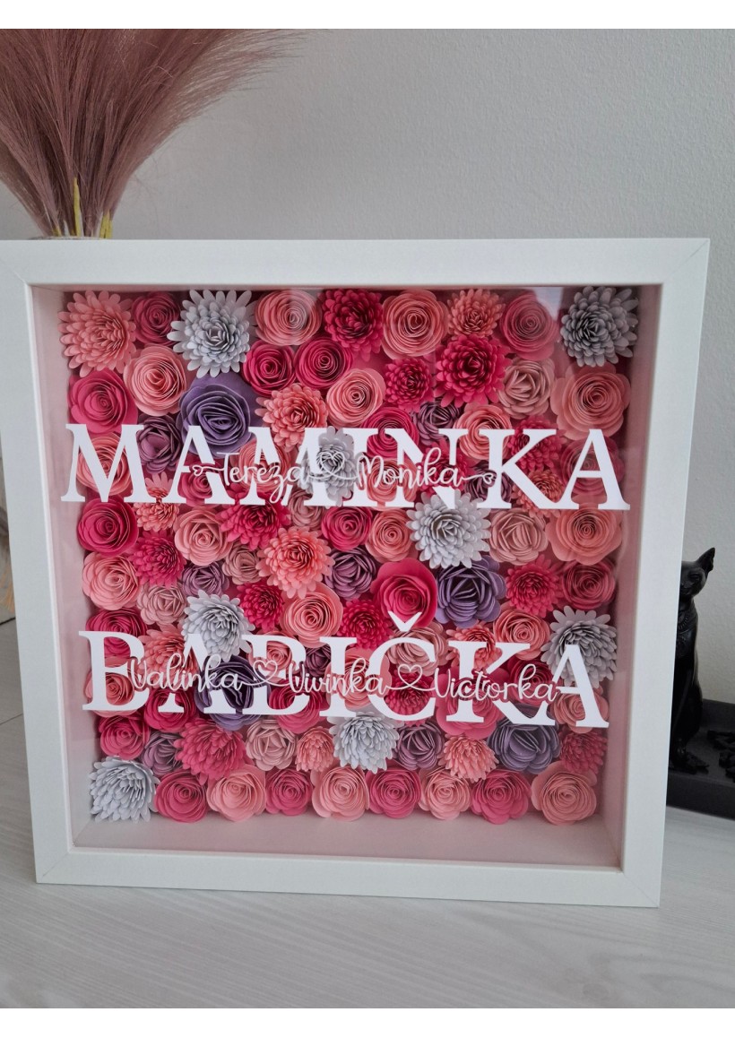 Květinový obraz plný květin - Shadow box
