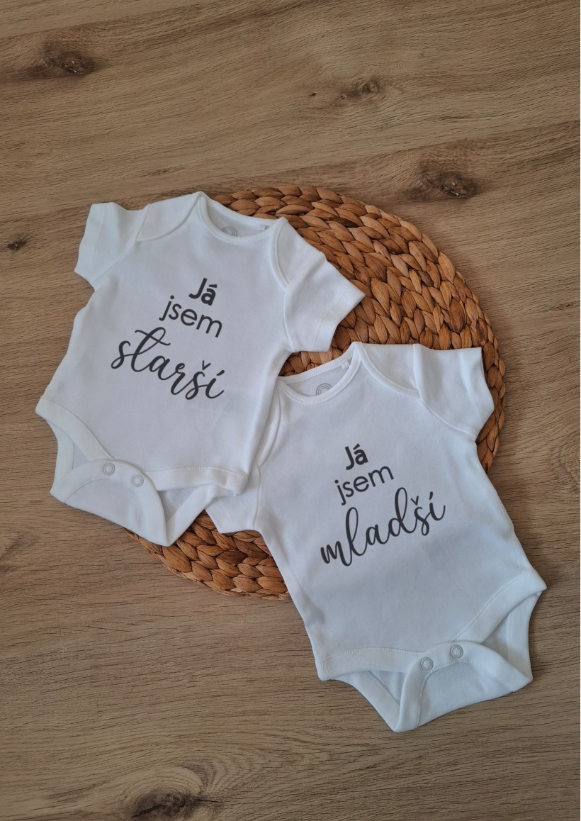 Dětské body pro dvojčata - starší-mladší
